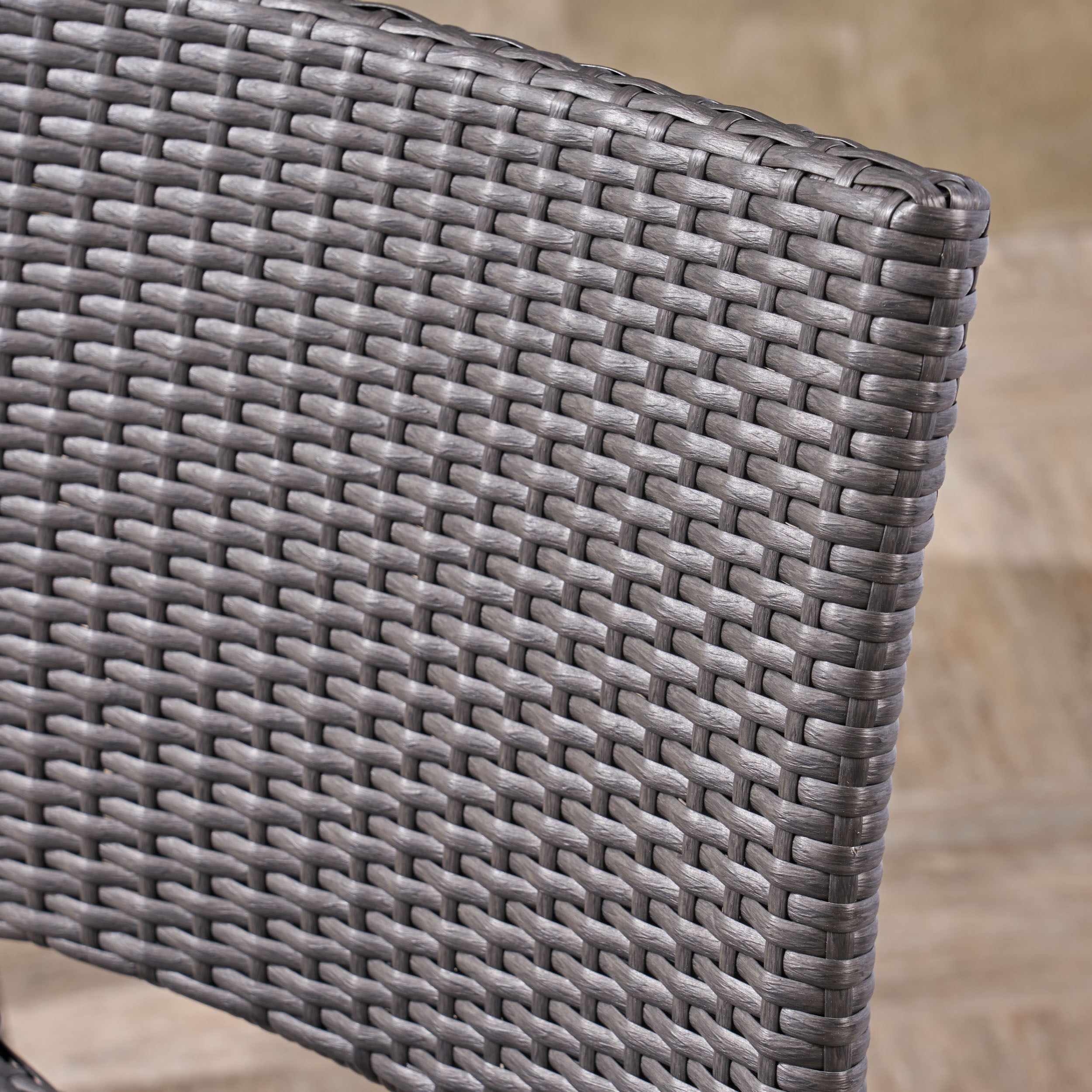 Armless Barstools 29 Inch Set of 2, Outdoor PE Rattan Stools for Patio Bar, Grey