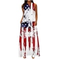 thumbnail image 2 of Midi Robes for Femmes Mode Femmes Casual V-Cou Independence Day Printing Robes Summer Sans Manches Pull Robe Tunique Tops for Femmes Ample Fit Dressy sur Clearance, 2 of 4