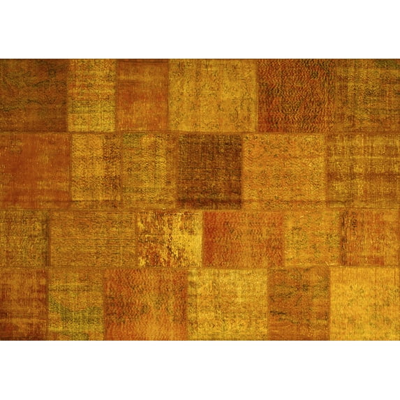 Ahgly Company Indoor Rectangle Patchwork Yellow Transitional Area Rugs, 2' x 4'