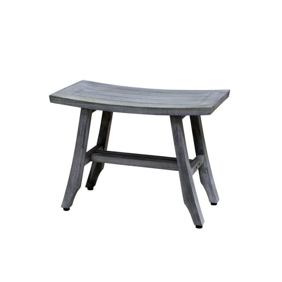 CoastalVogue® Satori® 24" Teak Wood Shower Bench in Antique Gray Finish