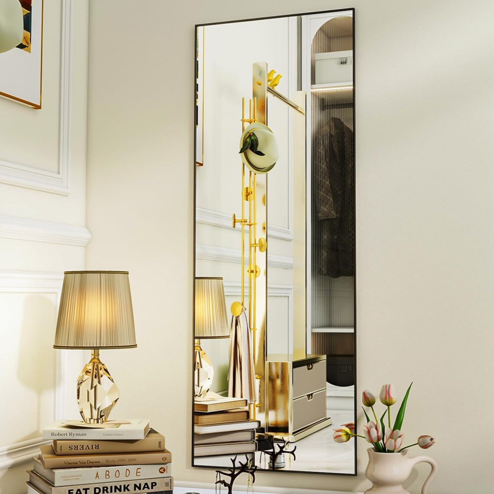 Lumora 71"x26.1" Full Length Floor Mirror Rectangular Freestanding Leaning Wall-Mounted Mirror, Black