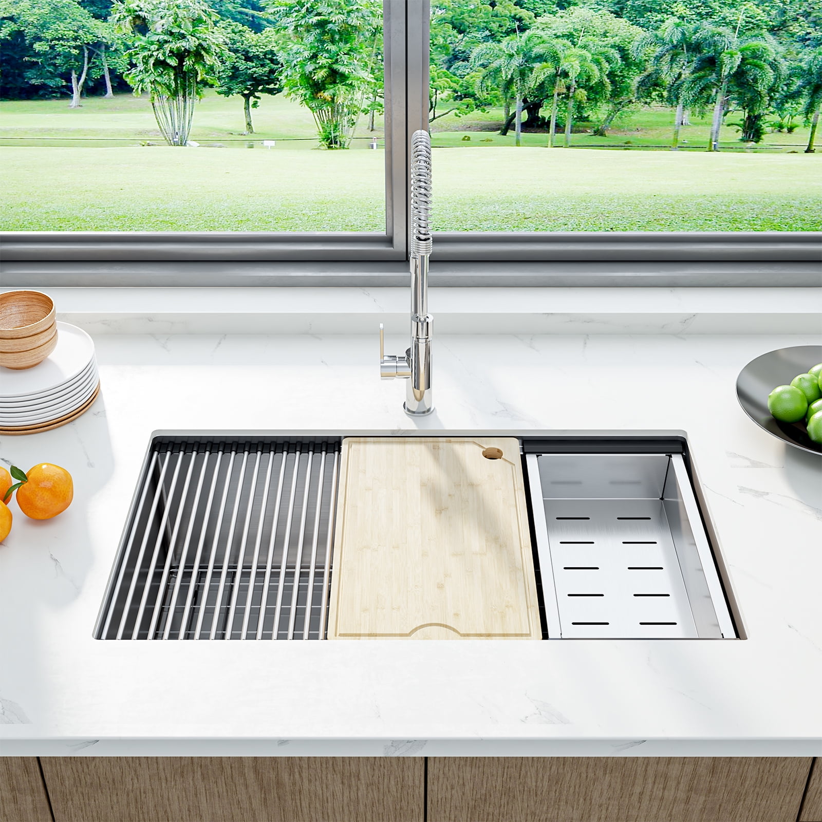 30" Undermount Stainless Steel Kitchen Sink - 16 Gauge Single Bowl with Accessories
