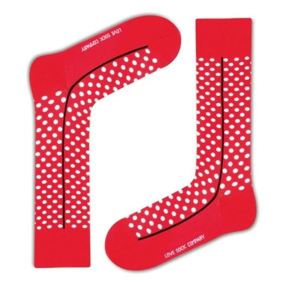 Love Sock Company Men's Funky Cool Polka Dots Dress Socks Red Line Red (M)