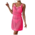 thumbnail image 3 of KPOPLK Womens Bathing Suit Cover Ups Bikini Swimsuit Coverup Drawstring Beach Dress Shirt(Hot Pink,XL), 3 of 7