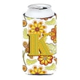 thumbnail image 1 of Letra K Floral Mostaza Y Verde Alto Niño Bebida Aislador Hugger Cj2003-Ktbc, 1 of 1