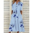 thumbnail image 2 of Summer Dresses for Women Casual Short Sleeve Button Down V Neck Maxi Dress Tropical Print Boho Sundresses Long Dress Alsol Lamesa, 2 of 3