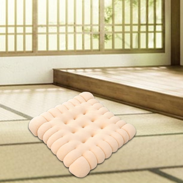 Decoración del cojín de cojín de la forma de galleta cuadrada linda almohada suave almohada de almohada de galleta suave para la sala de estar de Beige