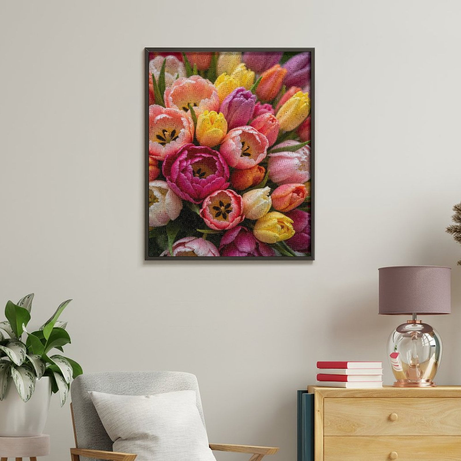 Paint by Numbers Kit for Adults, Vibrant Spring Tulip Bouquet Paint by Numbers, Easy Paint by Numbers Kit for Adults Beginner, DIY Adult Paint by Number Kits on Canvas, 12x16in Home Decor