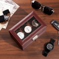 thumbnail image 4 of ProCase Caja para Reloj de 3 Ranuras, Estuche Organizador de Relojes de 2 Pisos con Tapa Vidrio Anti-polvo Almacenaje Guardarrelojes para Hombres y Mujeres (Café), 4 of 14