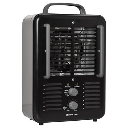 Comfort Zone CZ798BK Compact Portable Electric Multi Purpose Heavy Duty Utility Space Heater Personal Fan Combination Unit, Black