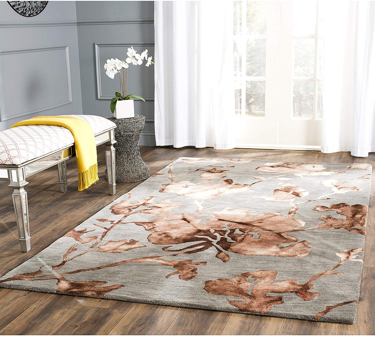 Safavieh Dip Dye Collection DDY716K Handmade Floral Watercolor Grey and