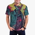 thumbnail image 5 of Yiaed Neon Zombie SkullPrint Men's Short Sleeve Polo Shirt,Golf Polo for Men Three-Button Golf Shirt Athletic Casual Collared T-Shirt- X-Large, 5 of 7