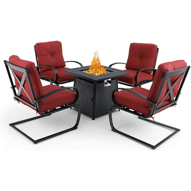 Mf Studio 5pcs Gas Fire Pit Table Set, Gas Fire Pit Table Set