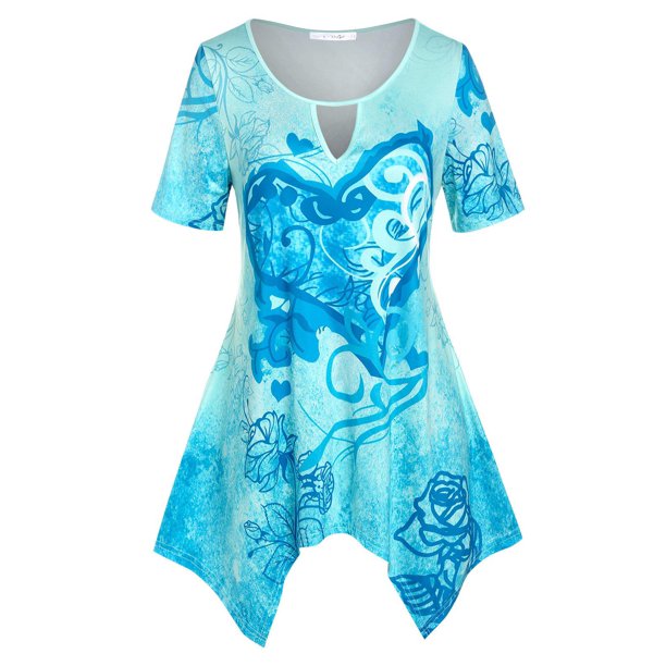 Tallas grandes Impresión de flores Pañuelo de la cerradura Camiseta Rosegal Camisetas tallas grandes