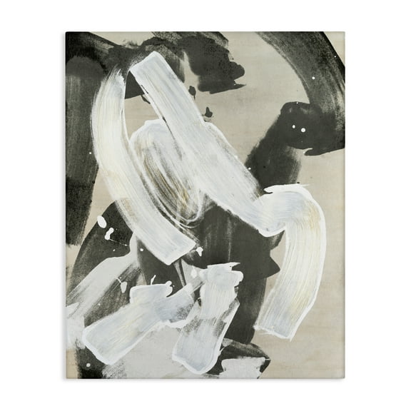 Stupell Industries Chaotic White Paint Streak Abstract Painting Wrapped Canvas Art Print Wall Art, 16 x 20