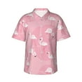 thumbnail image 2 of Picia Pink Flamingos and Flowers Gentle Cotton Regular Fit Short Sleeve Casual Hawaiian Shirt for Men-Large, 2 of 9