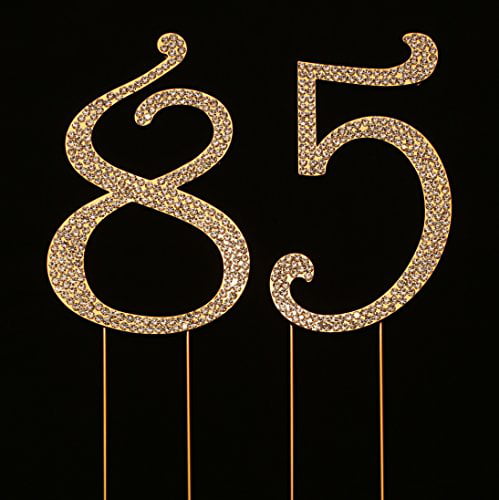 Gold  Rhinestone  NUMBER 85 Cake Topper 85th Birthday Party Anniversary 