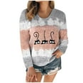 thumbnail image 2 of Hauts d'Été pour Femmes 2023 T-Shirt Imprimé Patchwork Col Rond Décontracté Blouse Chandail en Molleton Surdimensionné pour Femmes en Solde, 2 of 7