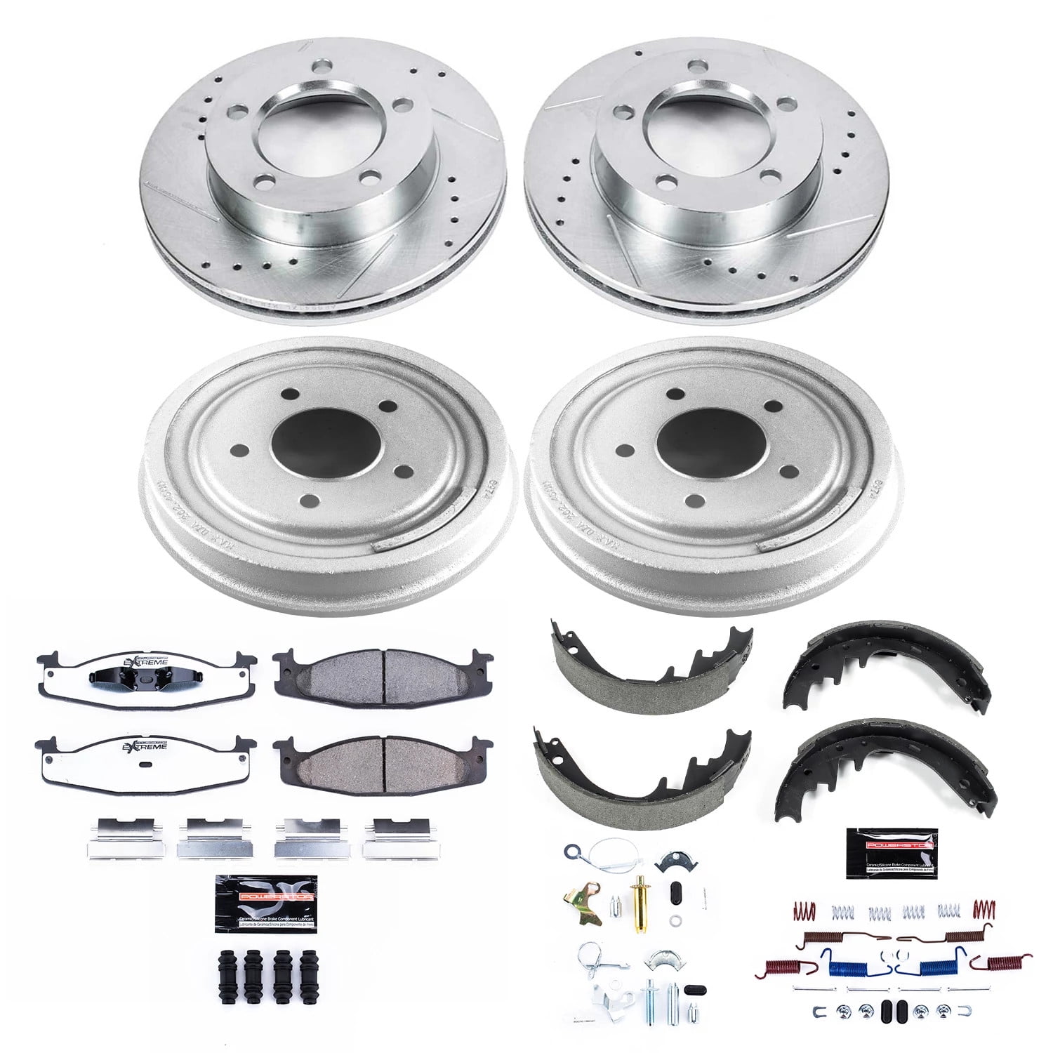 PowerStop Front and Rear Z36 Truck & Tow Brake Pad Rotor Drum and Shoe Kit Fits: FORD Select Models K15093DK-36