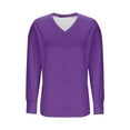 thumbnail image 2 of Annhoo Plus Size Sweatshirts for Women Side Split Solid Color V-Neck Long Sleeve Pullover Loose Casual Comfy Tunic Tops, 2 of 4