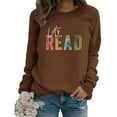 thumbnail image 2 of UJNDER Women's Crewneck Sweatshirt Let's Read Graphic Print Pullover Long Sleeve Casual Book Lover Coffee L, 2 of 4