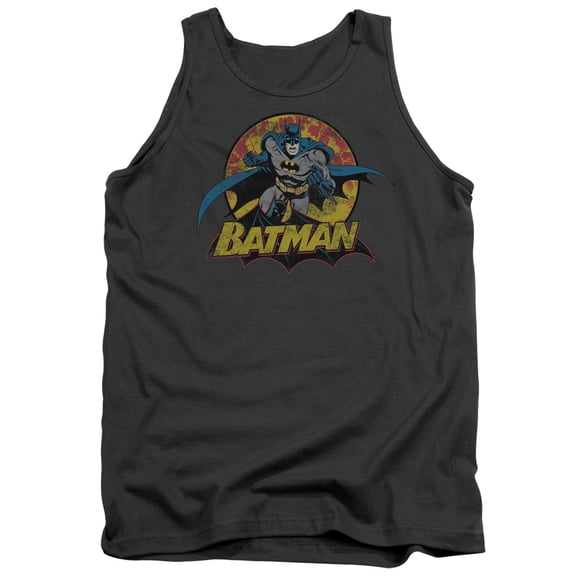 JLA Justice League Batman Rough Distress Adult Tank Top Charcoal