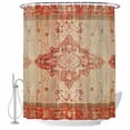 thumbnail image 2 of Red Beige Waterproof Fabric Shower Curtain,Vintage Boho Ethnic Geometric Abstract Art Waterproof Fabric Shower Curtain for Bathroom Curtains Bathtubs Hotel Shower Curtains with 12 Hooks Stall 48x72in, 2 of 8