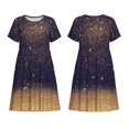 thumbnail image 6 of Lafuoo Gold Black Glitter Pattern Women's Short Sleeve Dress, Elastic Waist with Pockets, Knee-length A-line Skirt, Summer Casual Wear-XX-Large, 6 of 8