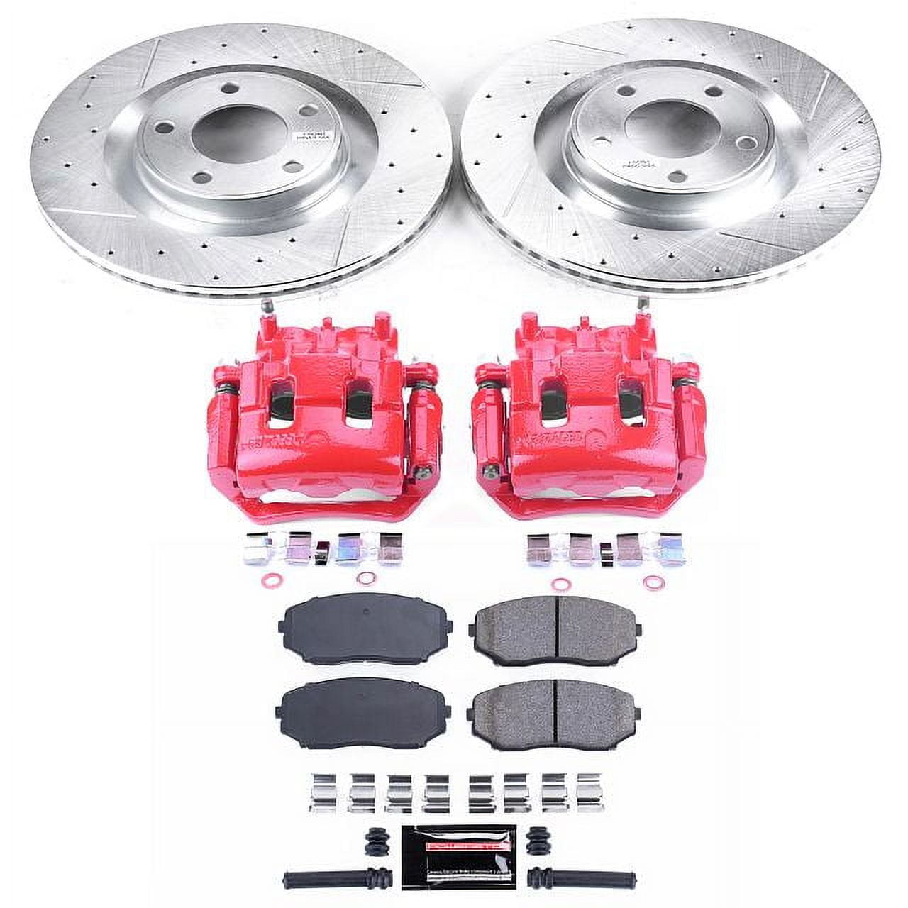 PowerStop Front Z23 Evolution Sport Brake Pad and Rotor Kit with Red Powder Coated Calipers Fits: FORD LINCOLN Select Models KC3057