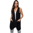 thumbnail image 5 of Cizayoi Women's Sleeveless Cardigan Vest Draped Open Front Asymmetric Hem Cardigans, 5 of 6