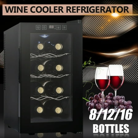 8/12/16 Bottles Wine Cooler Refrigerator Beer Chiller Fridge Thermoelectric Wine Refrigerator, Stainless Steel