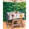 thumbnail image 3 of Fsddascl Colorful Floral Outdoor Tablecloth - 60x120 Inch Rectangle Dining Table Cover, Botanical Garden Flowers Waterproof Outdoor Table Cloth with Umbrella Hole & Zipper for Picnic/Patio/Party, 3 of 7