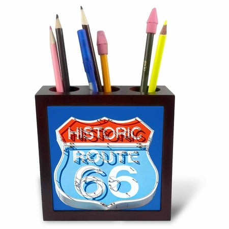 Office Signage Desktop - 3dRose Arizona, Seligman, Neon signage on historic Route 66 - US03 LSE0015 - Lynn Seldon, Tile Pen Holder, 5-inch