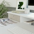 thumbnail image 5 of FEZIBO 63 x 24 Inch Height Adjustable Electric Standing Desk with Double Drawer, Stand Up Table with Storage Shelf, Sit Stand Desk with Splice Board, White Frame/White Top, 5 of 8