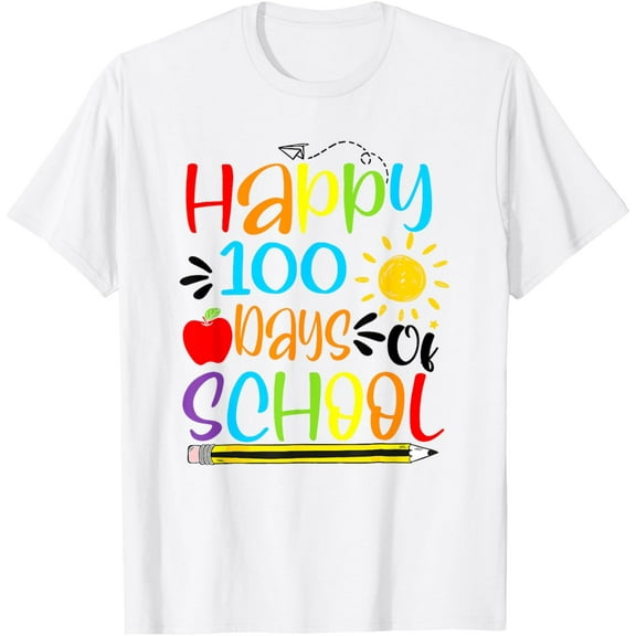 Happy 100th Day of School 100 Days of School Teacher Student T-Shirt mens t shirt，white，women，funny，misfits，men，journey