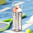thumbnail image 4 of Botella de agua deportiva de gran capacidad con diseño a prueba de fugas y resistente a roturas, pajita, asa y soporte para teléfono, 2000ml/1500ml, rosa, plástico, 4 of 6
