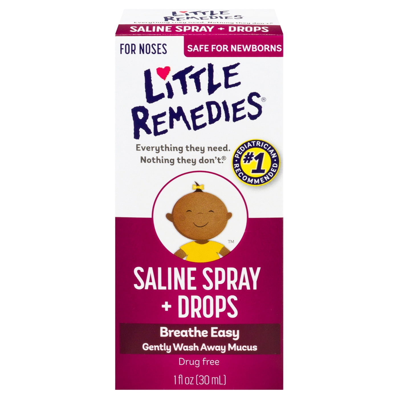 Little Remedies Saline Spray & Drops, Safe for Newborns, 1 fl oz