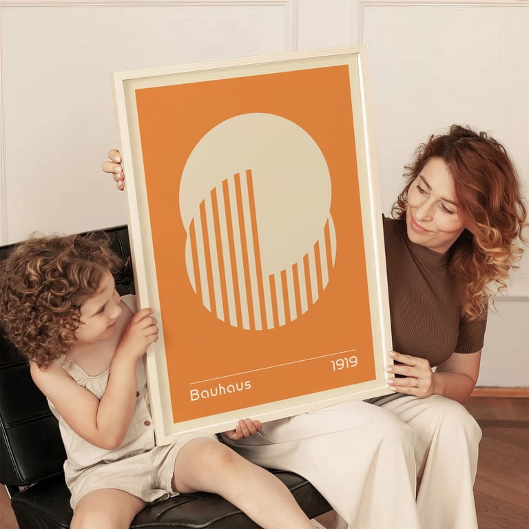 Geometric Poster Bauhaus, Orange Beige Print, minimalist poster