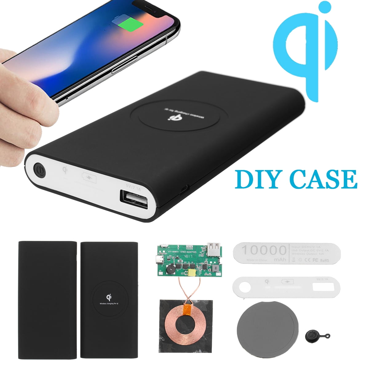 QI Power Bank Charger DIY Case Kit Wireless Charging USB