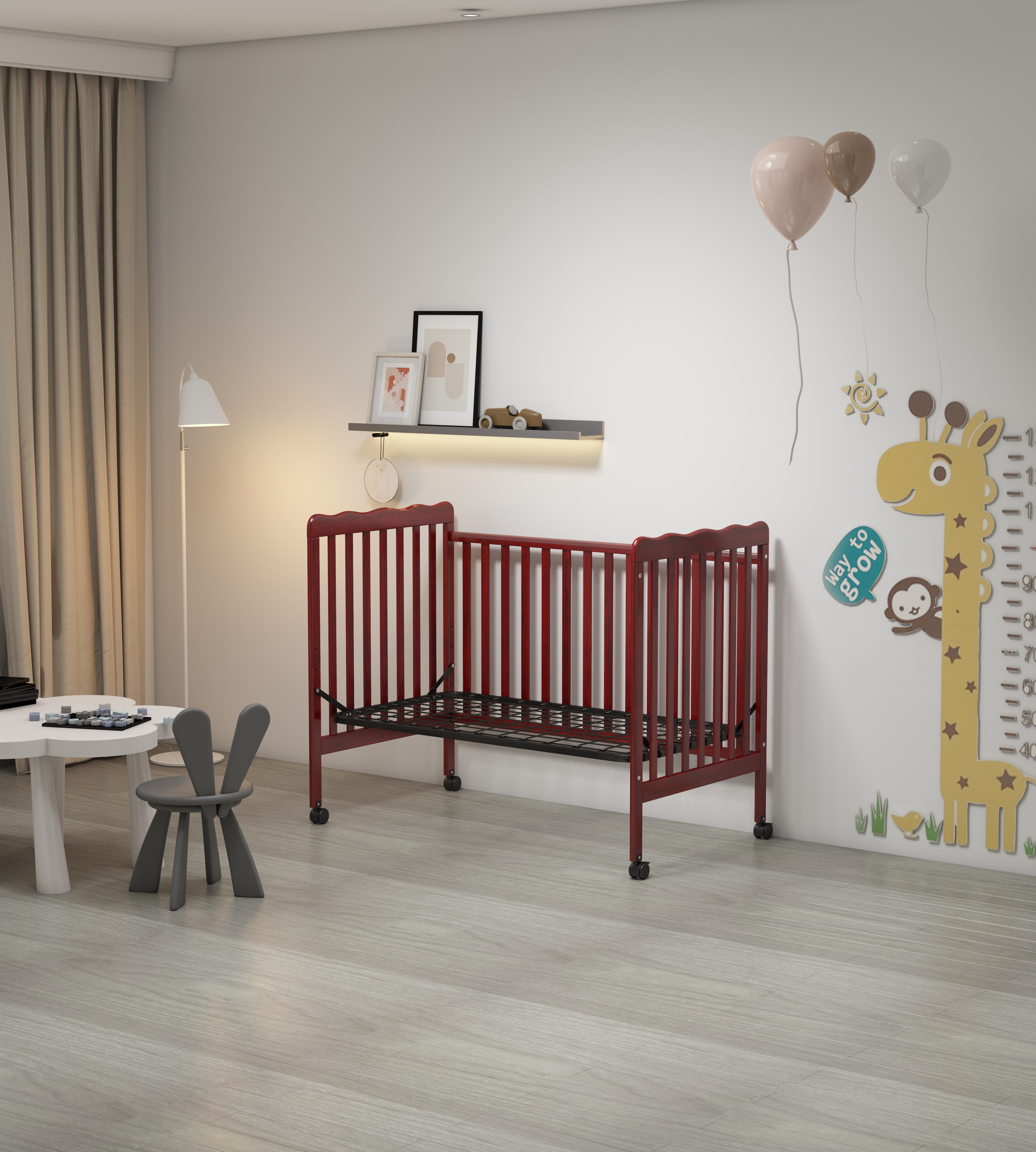 Euroco 3-in-1 Convertible Crib, Baby Crib with Drawers, Wood and Metal, White