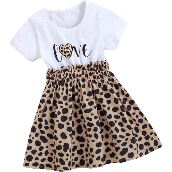 Vestido VARMILO 6 años blanco con estampado de leopardo