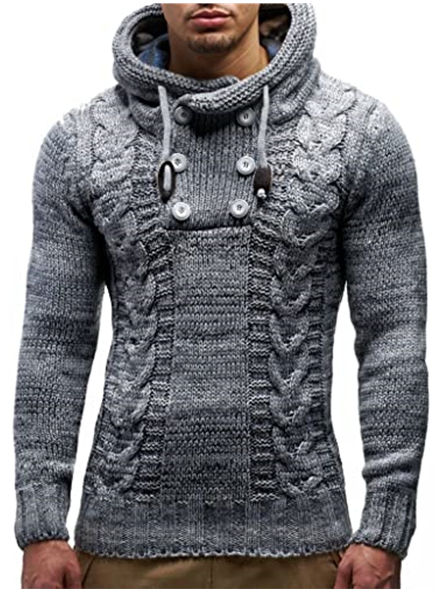 Winter Turtleneck Knitted Sweater for Men Solid Long Sleeve Pullover ...