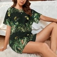 thumbnail image 4 of Sikiie Palm Leaves And Exotic Birds Womens Pajama Sets Short Sleeve Top With Pants Sleepwear 2 Piece Lounge Set-, 4 of 6