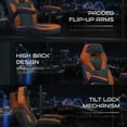 thumbnail image 4 of BlackArc High Back Gaming Chair with Orange and Black Faux Leather Upholstery, Height Adjustable Swivel Seat & Padded Flip-Up Arms, 4 of 10