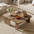 thumbnail image 3 of Harper & Bright Designs Rectangle Coffee Table Set of 2, Minimalist Wood Center Table with Splicing Design for Living Room, Natural, 3 of 13
