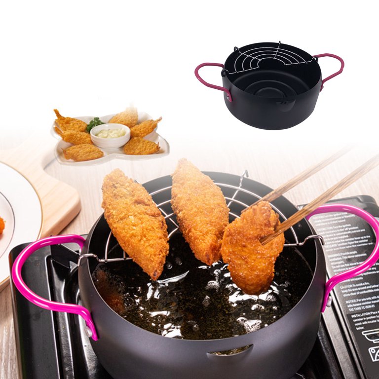2pcs Deeper Fryer Pots Set, Tempura Fryer Pan, Stainless Steel Deep Fryer  With Filter Rack, For