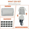 thumbnail image 6 of Pontoon Boat Cover - 1200D Heavy Duty Waterproof w/Motor Cover & Windproof Straps, 6 of 8