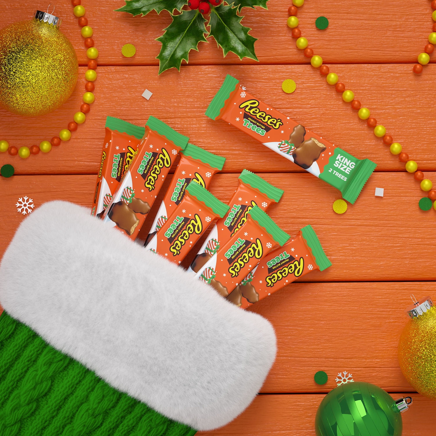 Reese's Milk Chocolate King Size Peanut Butter Trees Christmas Candy, Pack 2.4 oz