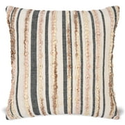 Stripe Woven Braids 100% Cotton Boho Square Decorative Throw Pillow Cover 18in x18in (45cm x 45cm),For Bedroom or Couch