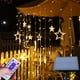 thumbnail image 1 of Guirnaldas de luces LED solares para exteriores de 3,5 m, cortina de luz de luna y estrellas, cortina de estrellas, decoración interior y exterior impermeable, blanco cálido, 1 of 8
